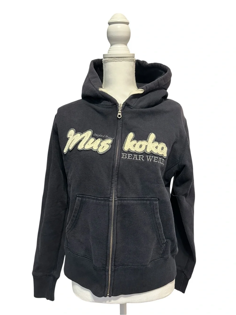 Vintage Navy Canadian Muskoka Bearwear Heavyweight Hoodie size S - Picture 4 of 13